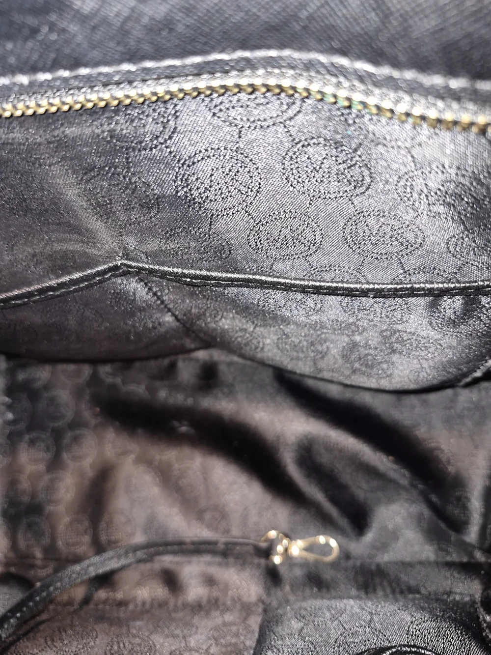 Michael Kors Black Saffiano Leather Satchel with Gold MK Charm
